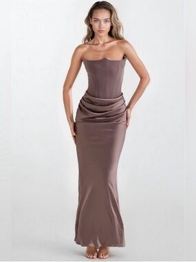 HOUSE OF CB Persephone Strapless Satin Corset Cocktail Dress (bigger cup D-E)